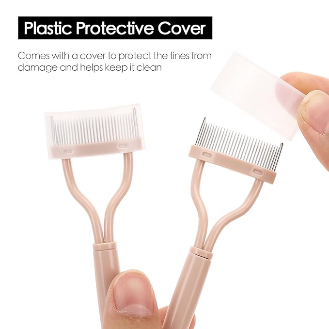 2 Pcs Eyelash Separator Tool Mascara Brushes Eyelash Comb Lash Separator Definer for Combing, Separating Lashes - Apricot Pink