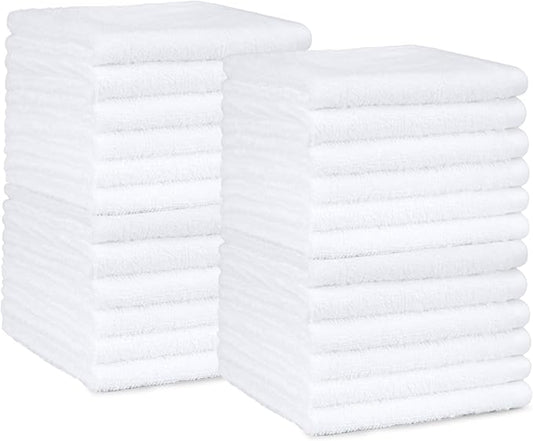 Amazon Basics Highly Absorbent, Fast Drying 100% Cotton Washcloths for Bathroom, Machine Washable, Soft, 12 x 12 in, White, 60-Pack