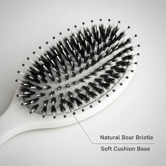 Boar Bristle Hair Brush - Viral World-Famous 5x Sold Out Paddle Brush - Smoother, Stronger, Shinier Hair with Nylon Bristles and Microsphere Massaging Tips, Curly Hair Brush (White)