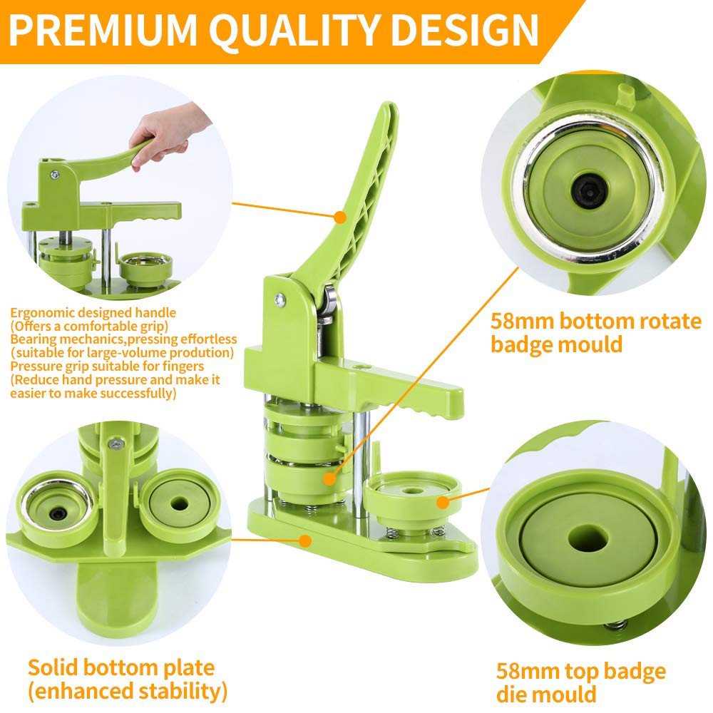 MK.Bear Button Maker Machine 58mm (2.25 in) Installation-Free, DIY Button Pin Maker Machine, Badge Punch Press with Free 100pcs Badge Supplies & Pictures & Circle Cutter & Magic Book