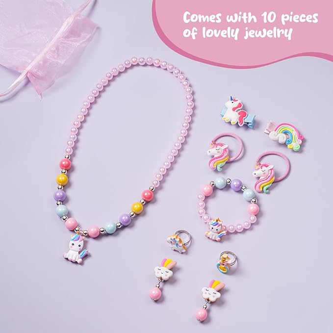 ProCase Unicorn Jewelry Box for Girls, Kids Musical Jewelry Boxes with Spinning Unicorn Doll, Birthday Christmas Gifts for Little Girls Children Toddler Ages 3 4 5 6 7 8 -Unicorn (Box with Jewelry)