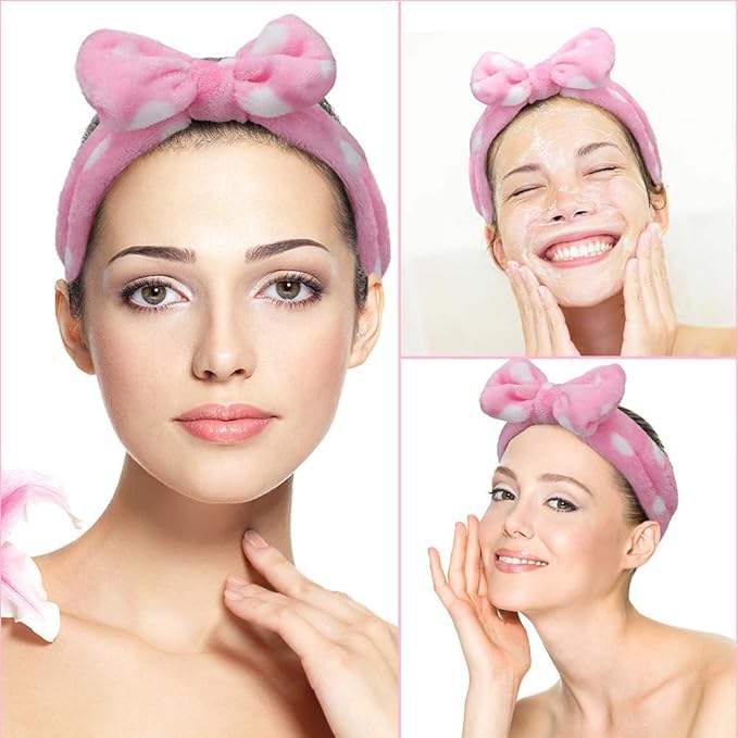 AOPRIE 6-Piece Spa Headbands for Women - Soft Coral Fleece Head Wraps for Washing Face, Shower, Makeup, SPA, Travel, Accessory - Gift Idea for Female