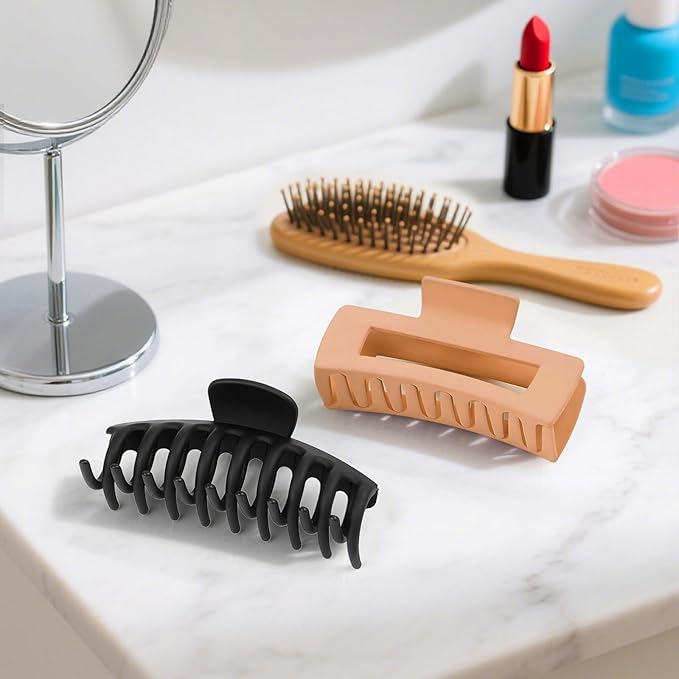 TOCESS 8 Pack Neutral Big Hair Claw Clips for Women Large Claw Clip for Thin Thick Curly Hair 90's Strong Hold 4.33 Inch Nonslip Matte Hair Clips