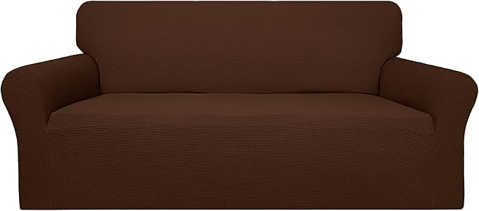 Easy-Going 100% Waterproof Couch Cover, Dual Waterproof Sofa Cover, Stretch Jacquard Sofa Slipcover, Leakproof Furniture Protector for Kids, Pets, Dog and Cat (Oversized Sofa, Coffee)
