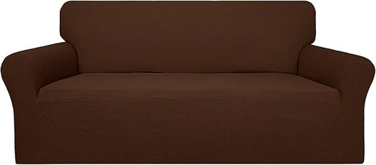 Easy-Going 100% Waterproof Couch Cover, Dual Waterproof Sofa Cover, Stretch Jacquard Sofa Slipcover, Leakproof Furniture Protector for Kids, Pets, Dog and Cat (Oversized Sofa, Coffee)
