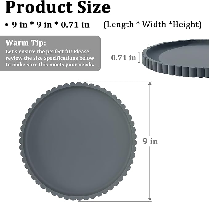 Silicone Bathroom Vanity Tray, Modern Round Decorative Tray for Countertop, Waterproof & Unbreakable Cosmetic Perfume Organizer, Extra-Thick & Sturdy, Easy to Clean Candle Tray (9 inch, Dark Grey)