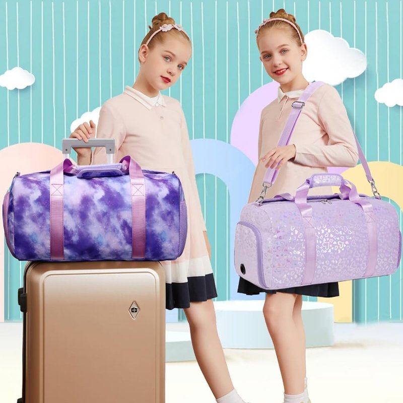 Duffel Bag for Girls Fluffy Ballet Dance Bag for Girls Sports Gym Bag Water Resistant Travel Duffle Bags with Shoes Compartment