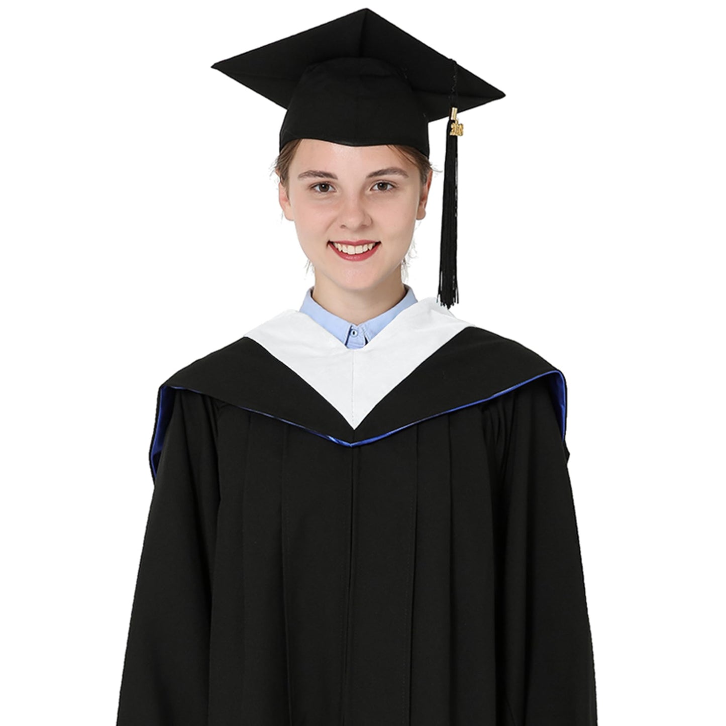 GraduationMall Unisex Deluxe Bachelor Graduation Hood - white/royalblue/white