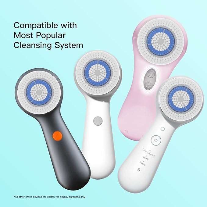 Brushmo Facial Brush Head Replacements Compatible with Clarisonic Mia 1, Mia 2, Mia Fit, Alpha Fit, Smart Profile Uplift and Alpha Fit, Deep Pore Facial 4 Pack (Deep Pore)