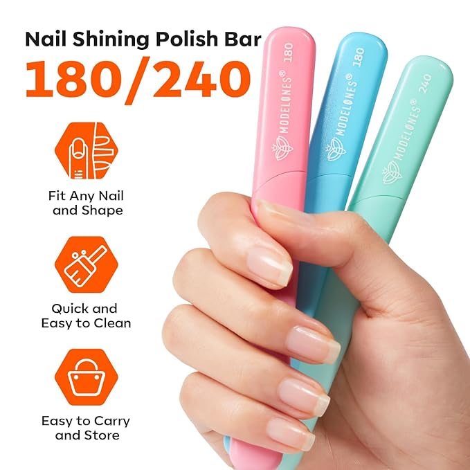 Modelones Nail Files, 3 PCS Crystal Glass Nail Files with 180/240 Grit Ã¢ÂÂ Double-Sided Reusable Fingernail Buffers & Cuticle Remover for Home, Travel, and Salon Manicure
