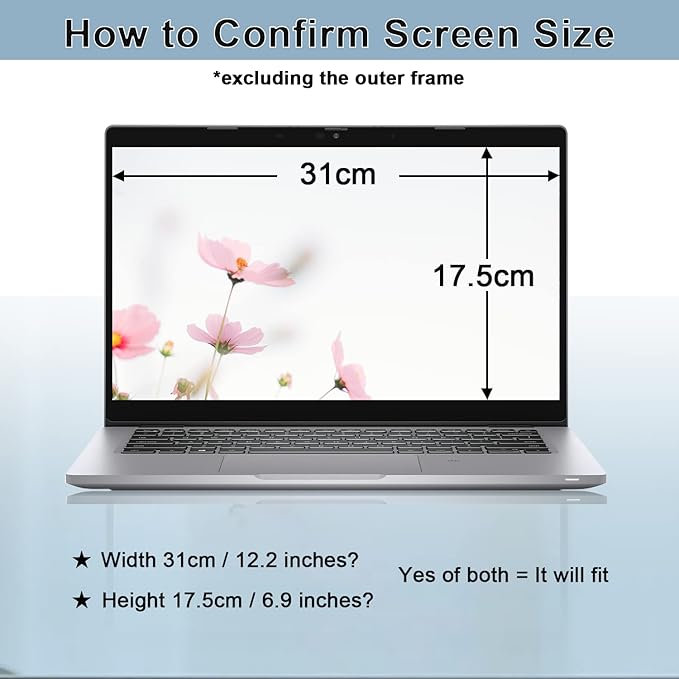 IPROKKO Laptop Privacy Screen 14 Inch 16:9 Aspect, Compatible with HP, Dell, Acer, Asus, Samsung, Lenovo Yoga & More, Removable Anti Blue Light Glare Spy Computer Monitor Filter Security Shield