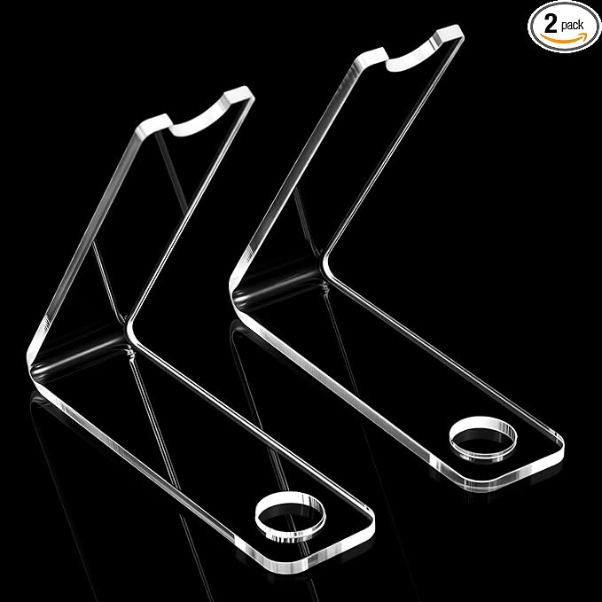 2 Pcs Acrylic Pen Display Stand, Clear Acrylic Single Pen Holder, Transparent Pencil Display Stands Makeup Brush Rack Paintbrush Drying Rack Fountain Organizer Stand for Home School Office Desk