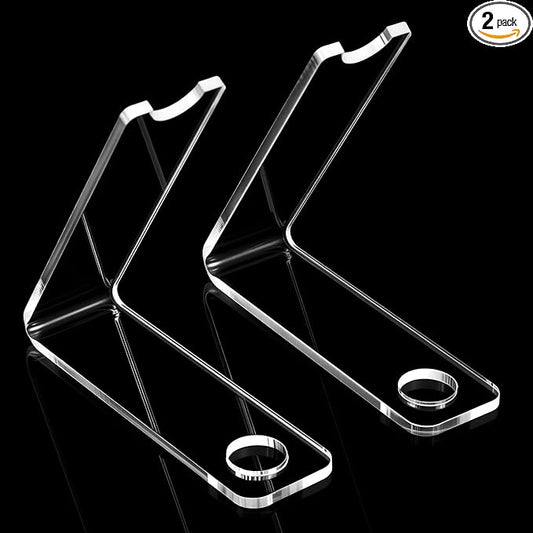 2 Pcs Acrylic Pen Display Stand, Clear Acrylic Single Pen Holder, Transparent Pencil Display Stands Makeup Brush Rack Paintbrush Drying Rack Fountain Organizer Stand for Home School Office Desk