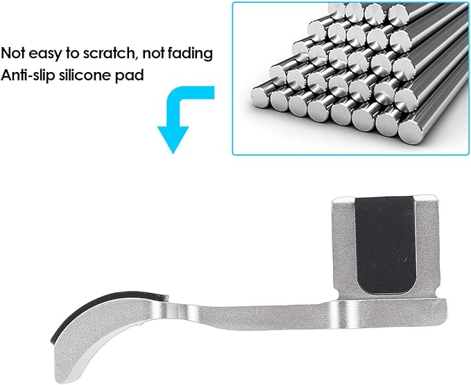 EBTOOLS Thumb Up Grip, CNC Machined Aluminum Alloy Thumb Rest for Q3 Camera, with Anti Scratch Silicone Pad for Stable Hand Hold (Silver)