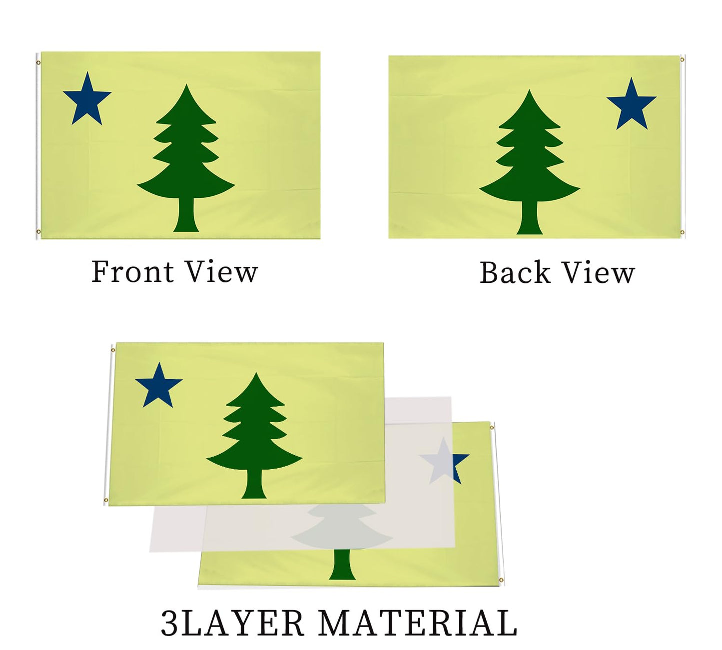 Original Maine State Flag 3x5ft Double Sided Outdoor 1901-1909 Original Maine Flag Heavy Duty Vivid Colors State Flags 3 Ply with Durable Canvas Header and Brass Grommets