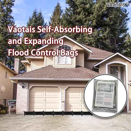 2.5ft x 1ft Self - Absorbing & Expandable Flood Bags - Evenly - Placed Absorbents, Super - Convenient Use - Ideal for US Homes, Garages, Warehouses, Stores & All Entrances (2.5ft * 1ft (Pack of 4))