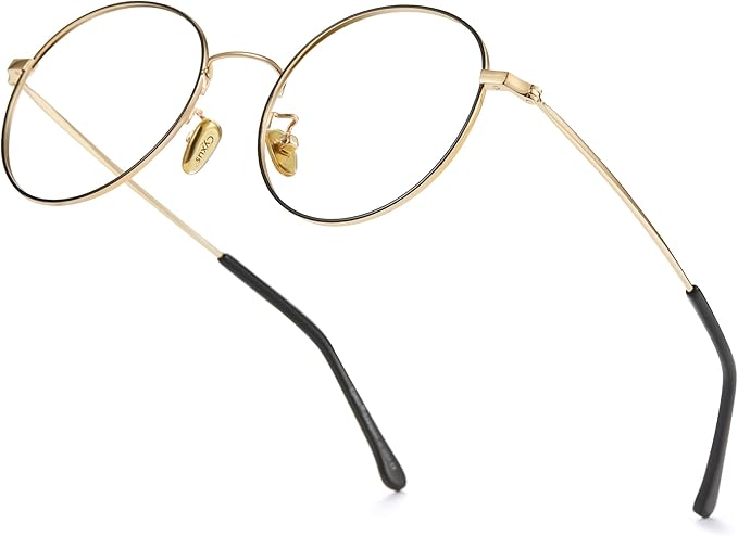 Cyxus Blue Light Glasses for Men and Women, Round Metal Frame Computer Eyeglasses for Office, Gaming, Reading 8090