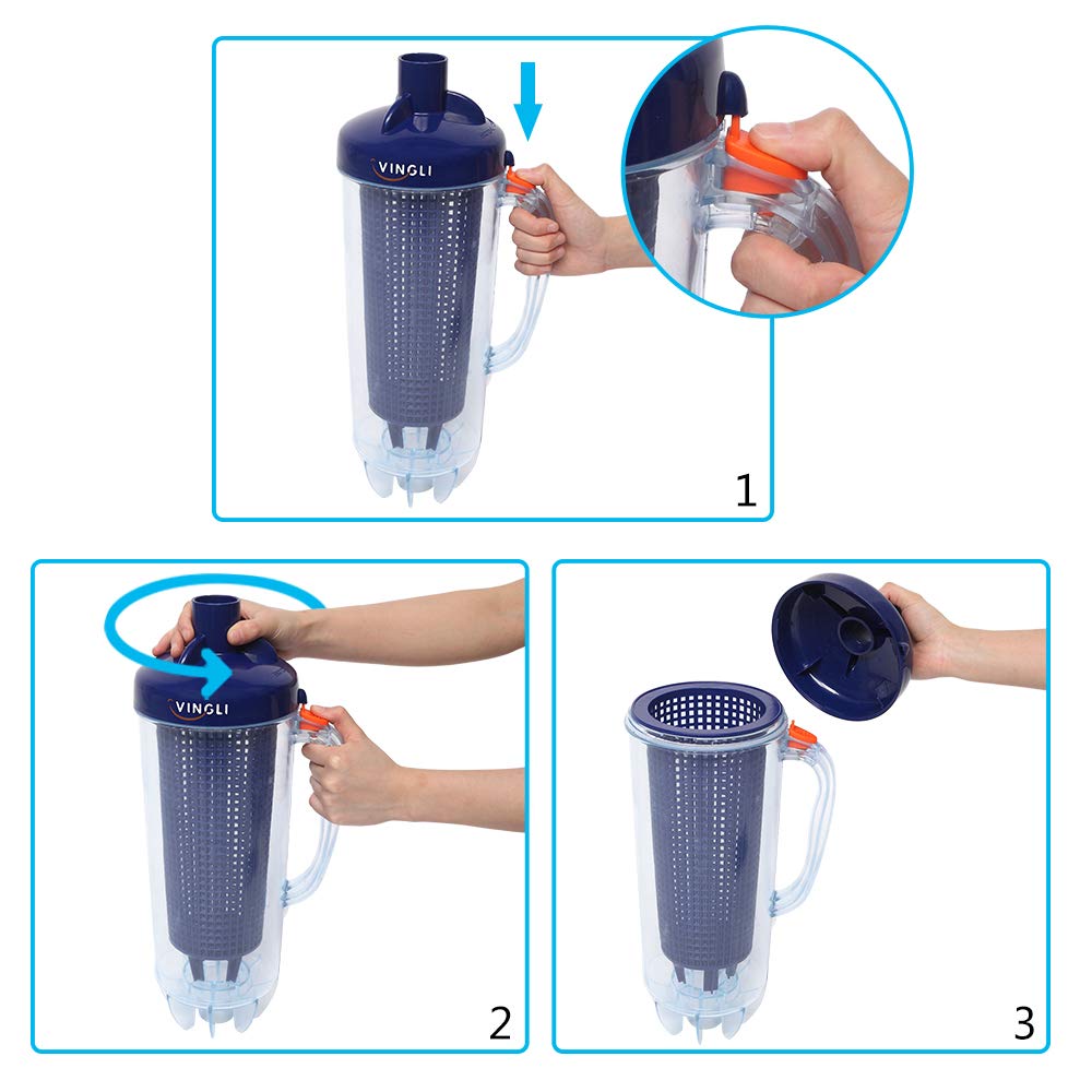 VINGLI Professional Leaf Trap Skim Leaves and Twigs Blue Leaf Canister with Plastic Mesh Basket Fits Automatic Pool Vacuum Cleaner