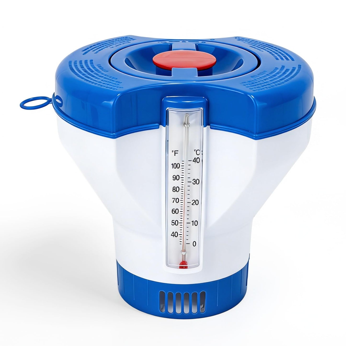 Pool Chlorine Floater Dispenser with Thermometer - 8" Pool Floater Pop-Up Refill Indicator Large Floating Chlorine Holder for 1 to 4 inch Tablets Floating Dispenser for Pools Spas Hot Tubs