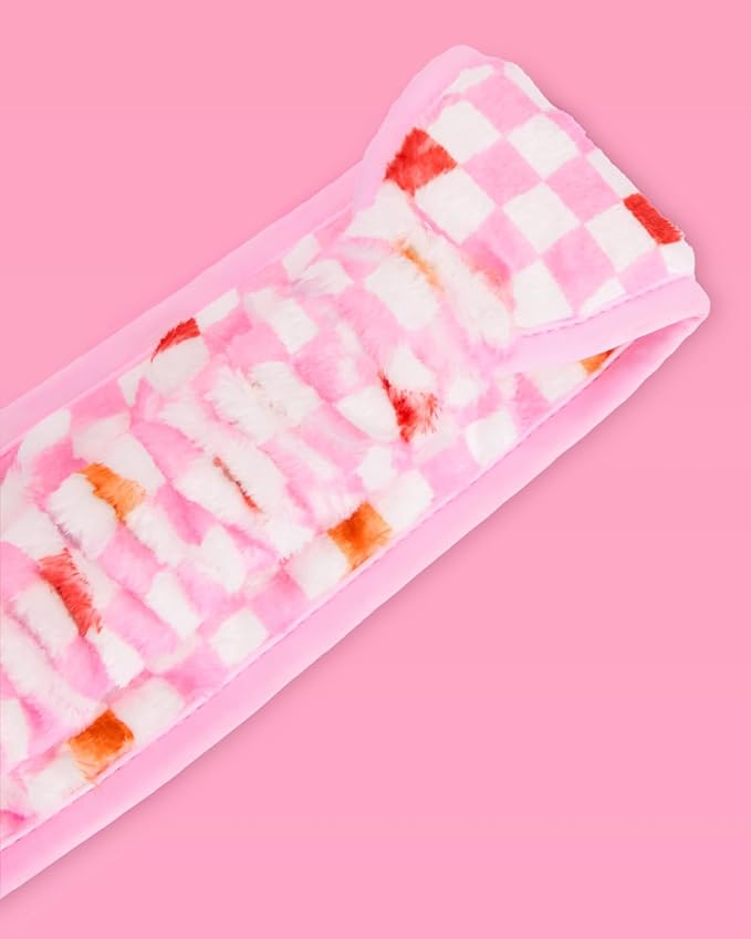 xo, Fetti Checkered Facial Spa Skincare Headband | Bachelorette Party Favor, Bridesmaid Goodie Bag, GRWM, Bridal Shower Gift, Girl's Makeup Head Wrap
