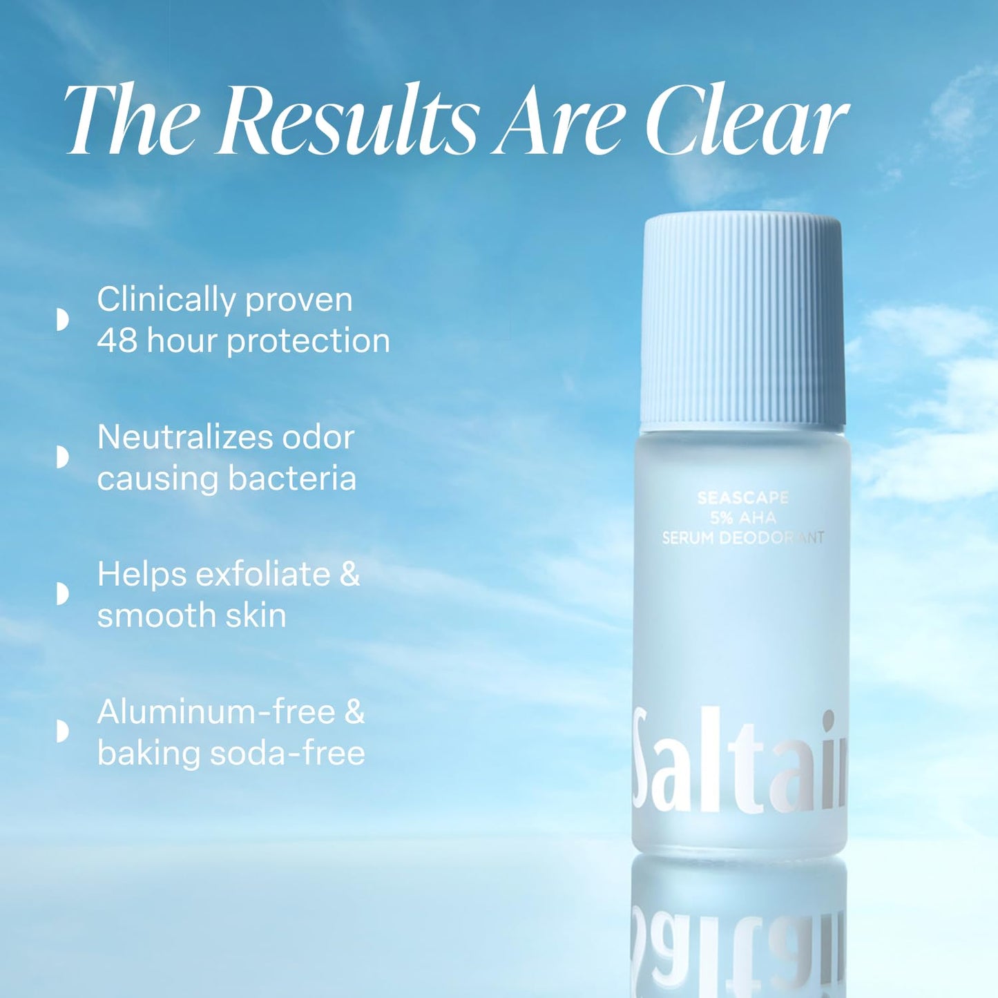 Saltair Serum Deodorant 2 Pack – 5% AHA – Aluminum-Free Odor Control for Women & Men – Mandelic Acid Deodorant with Lactic Acid – Seascape Scent – 2x 1.7oz Travel Roll On