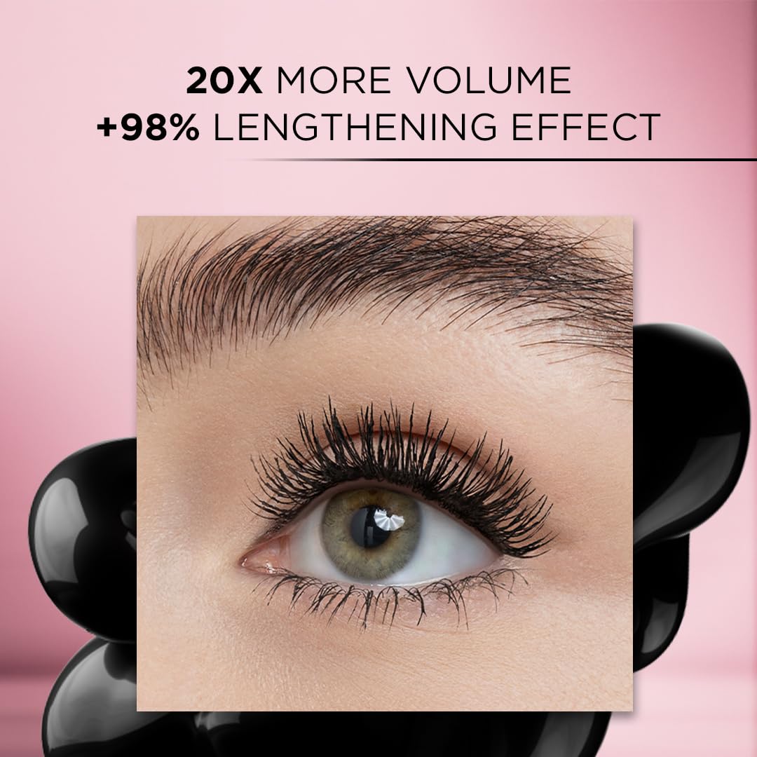 L'Oreal Paris Voluminous Lash Paradise Washable Mascara, Volumizing, Lengthening and Thickening Eye Makeup For Fuller-Looking Lashes, Blackest Black, 0.28 Fl Oz (Pack of 2) (Packaging May Vary)