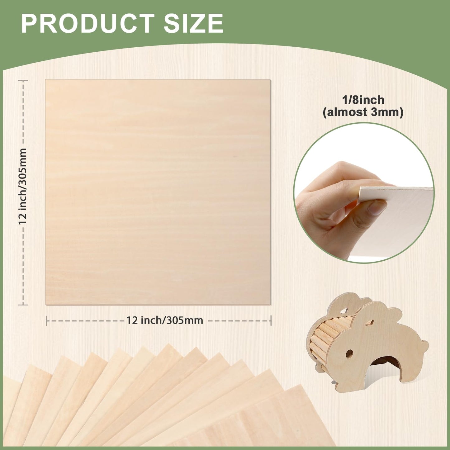48 Pack Basswood Sheets 1/8x12x12 Inch, Unfinished Wood for Crafts, 3mm Basswood for Laser Cutting & Engraving, Wood Burning, Architectural Models, Plywood Board for Painting.