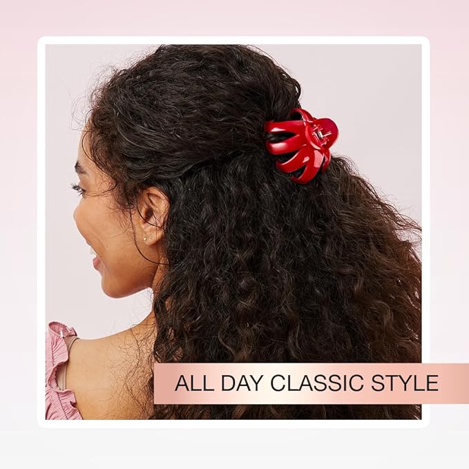 Scunci by Conair jaw claw clip set - hair accessories for women - claw clips for thick hair - Valentines Day - gifts for her - Gold Glitter and Red - 2 Count