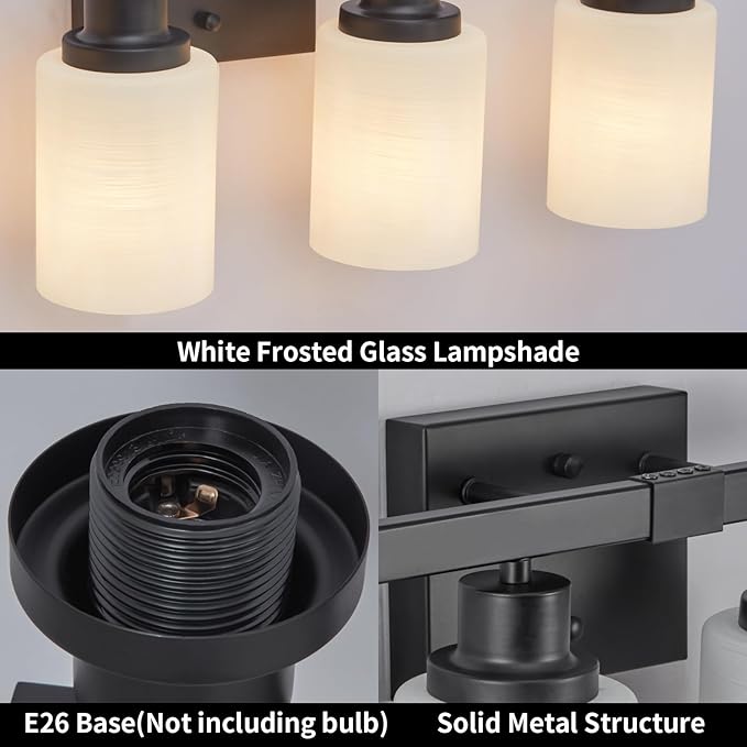 DIKAIDA 6-Light Black Vanity Lights, 38'' Modern Bathroom Vanity Lighting Fixtures for Mirror, Matte Bathroom Lighting Fixtures, Black Wall Sconces for Bedroom Living Room