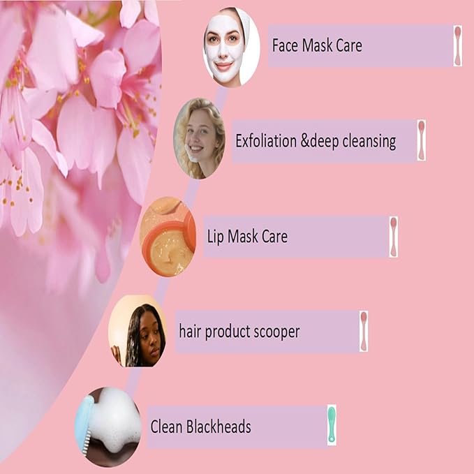 Silicone Cleansing Brush 2pcs(Pink),Mask Applicator and Skincare for Pore CleansingÃ¯Â¼ÂExfoliating Face Scrubber,Makeup Removal Brush
