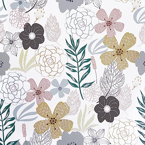 Mecpar Floral Peel and Stick Wallpaper 17.71'' x 118'' Pink Perennial Blooms Contact Paper - Vinyl Self Adhesive Removable Waterproof for Bathroom Cabinet Decorative