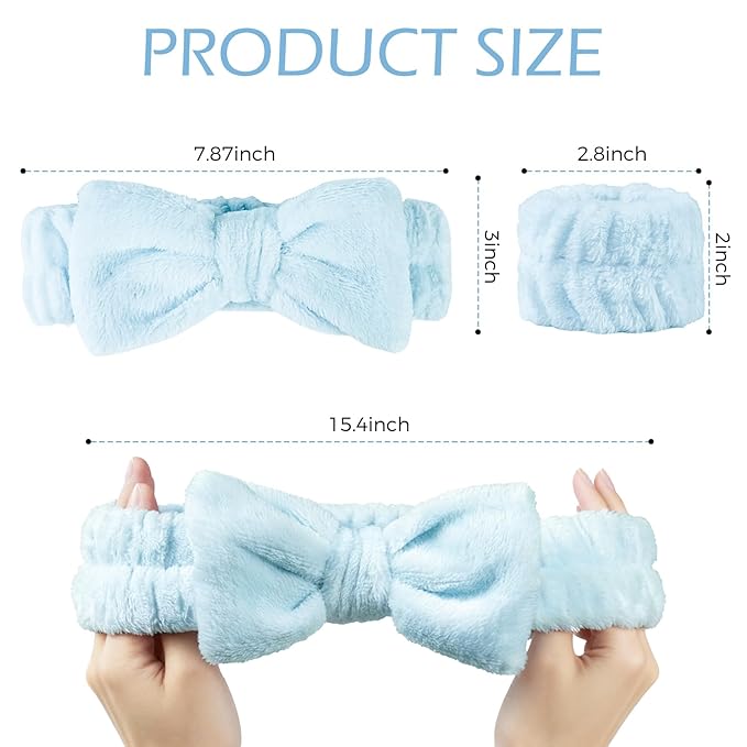 Fmeida Wrist Bands for Washing Face Skincare Headband Spa Headbands, White, 3 Pack