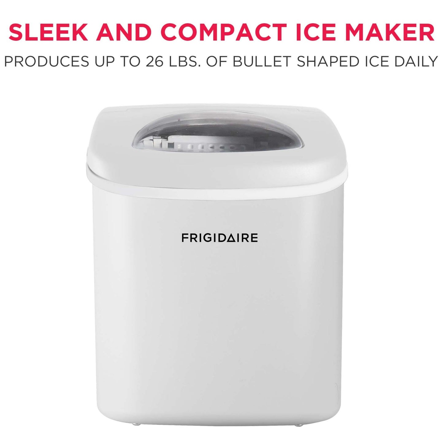FRIGIDAIRE Portable Compact Ice Maker, Counter Top Ice Making Machine, 26lb per day, White