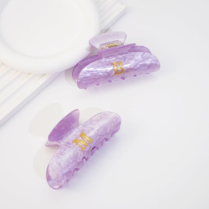 Teen Girl Gifts Trendy Stuff - Purple Initial Cute Hair Clips, Letter Hair Claw Clips, Glitter Claw Clips Durable Hair Clips, Birthday Gifts for Teens Daughter Sister Christmas Gifts