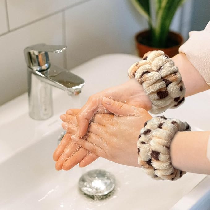 2 Pairs Wrist Washband for Women Washing Face, Wrist Spa Washband Absorbent Wristbands, Prevent Liquids from Spilling Down Your Arms