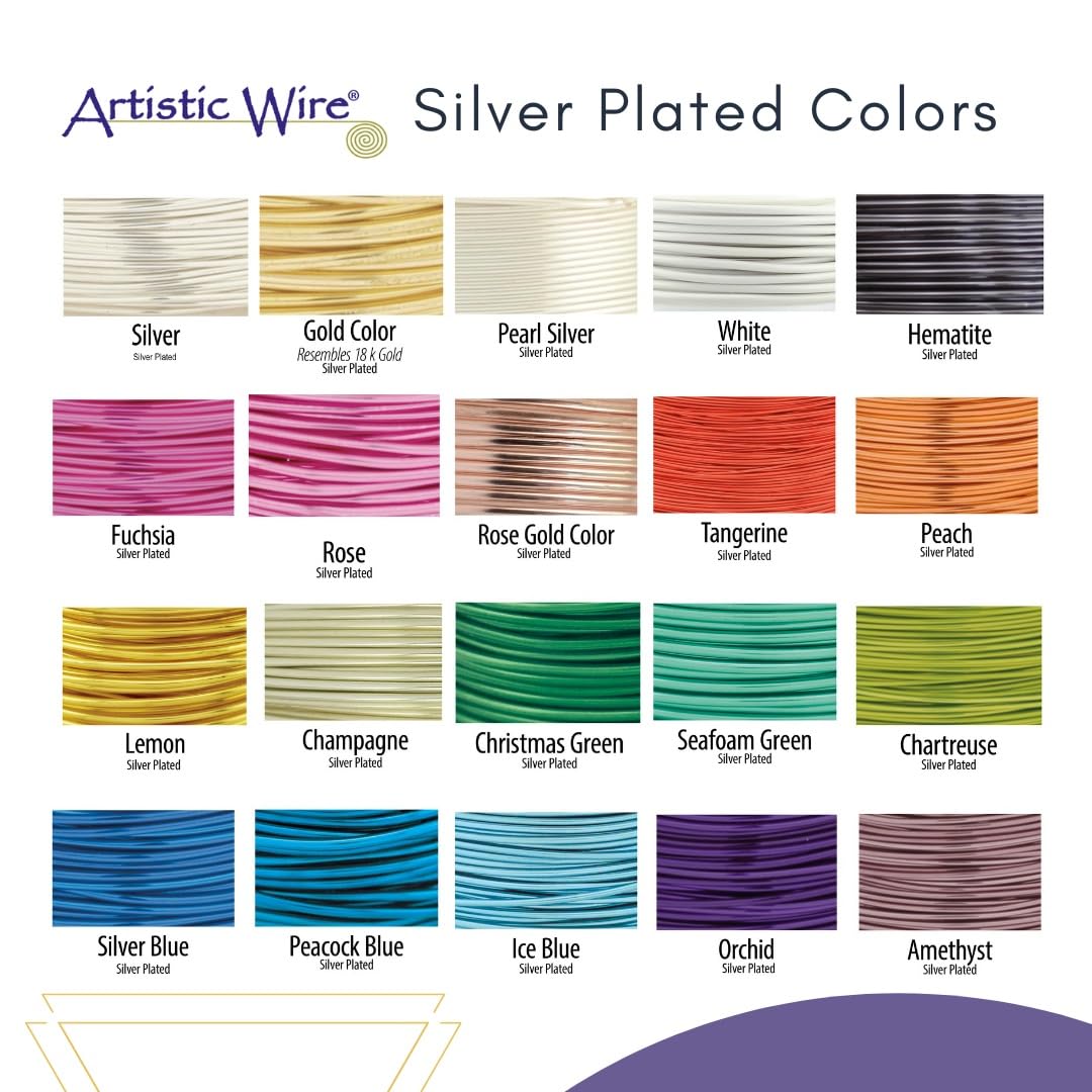 Artistic Wire, 28 Gauge Silver Plated Tarnish Resistant Colored Copper Craft Wire, Chartreuse, 40 yd