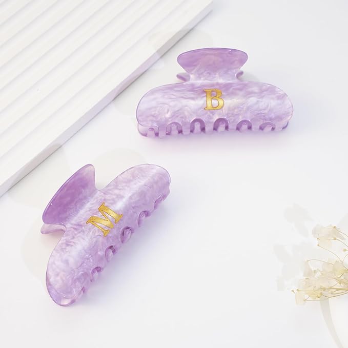 Birthday Gifts for Girls - Purple Acrylic Letter Hair Clips, Monogram Hair Claw Alphabet Large Hair Clip, Fashion Glitter Claw Clips, Teen Girl Gifts Trendy Stuff, Letter C