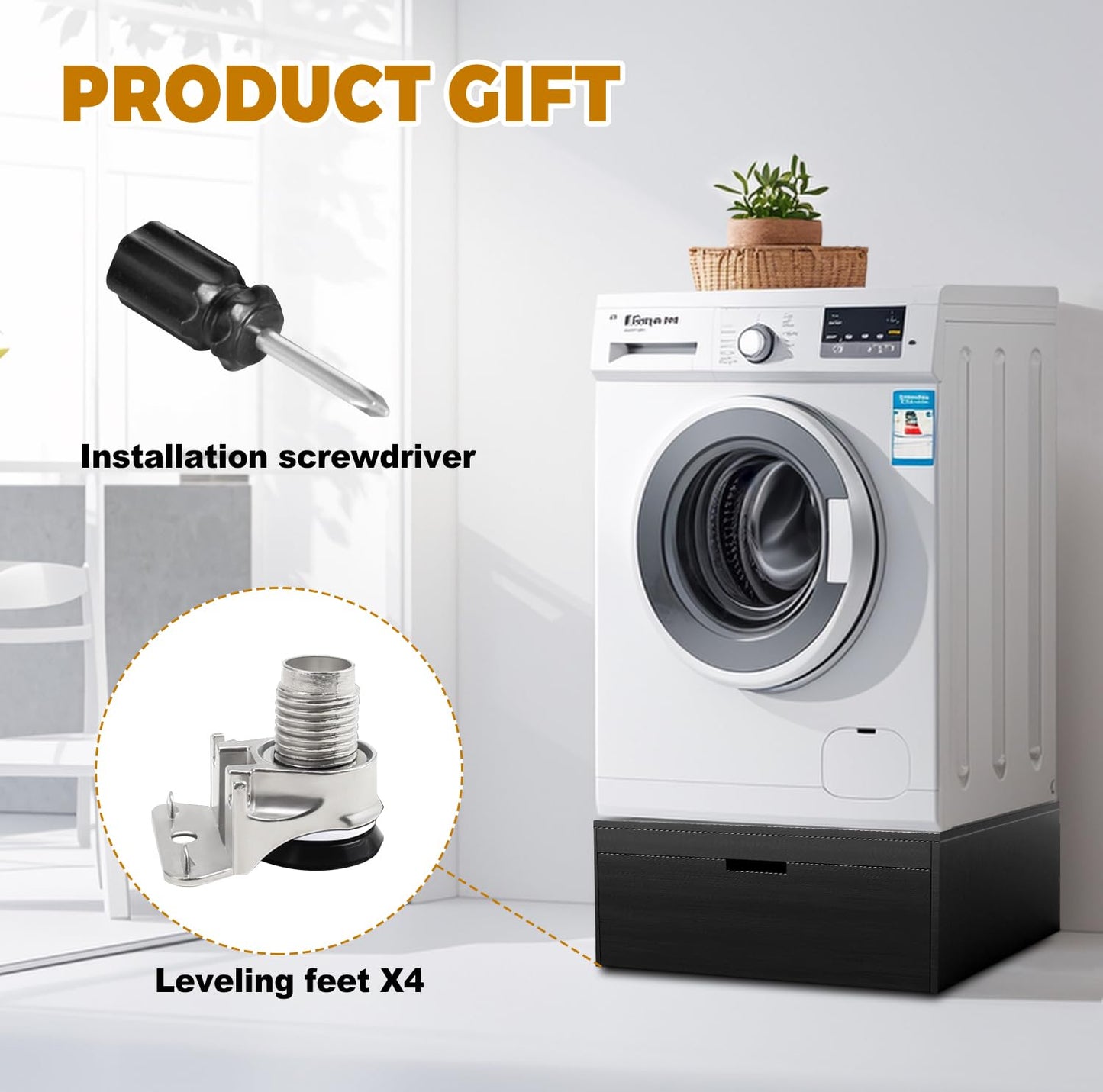 LYASIL Laundry Pedestal, Heavy Duty Wood Washer Dryer Pedestal, 27.5" Universal Washer and Dryer Stand, 500 LBS Capacity (Black)