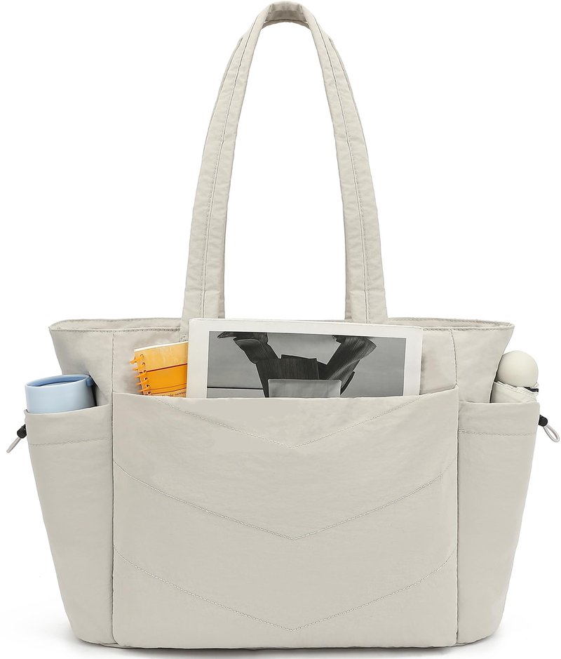 TANTOMI Tote Bag for Women Puffer Tote Bag with Zipper, Qulited Shoulder Bag Lightweight Handbags for Work Travel School Gym