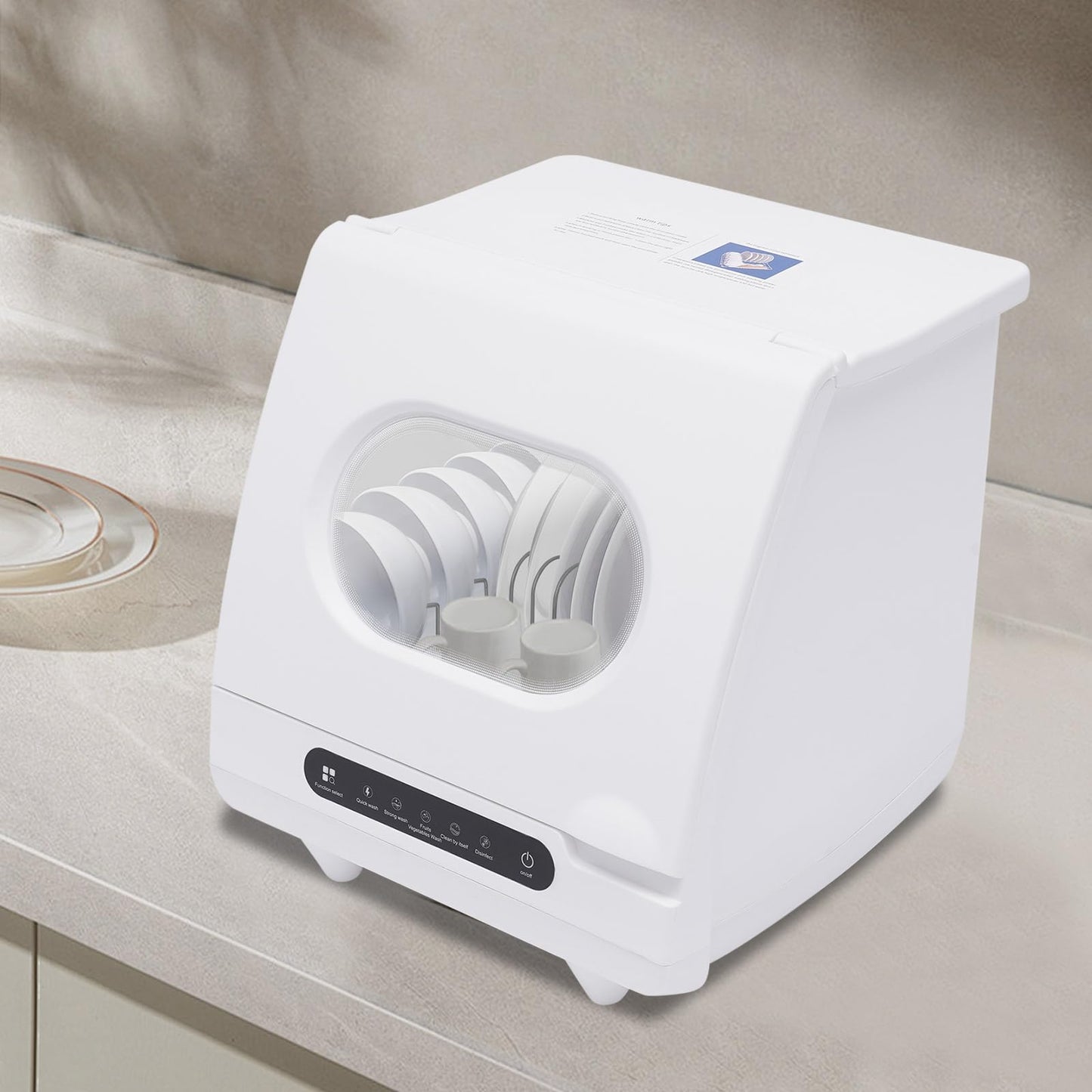 Countertop Dishwasher 1200W Portable Dishwashers 5 Washing Programs Mini Dishwasher for Small Apartments, White