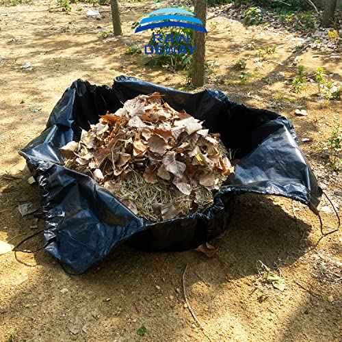 RAINDEWAY Drawstring Tarp 12x12 Feet (2pack), 9 mil Black Poly Yard With Drawstring, Reusable Leaf Lawn Garden Bag