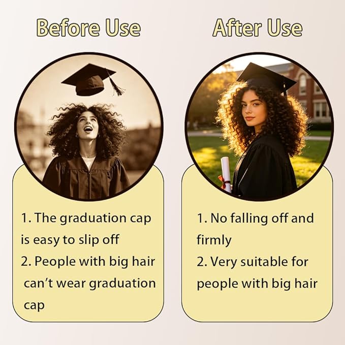 Graduation Cap Headband, 2PCS Firm Anti-Fall Grad Cap Headband for Graduation Insert, Graduation Cap Decorations Hat Accessories Graduations Gifts for Graduates, Students, Women Graduations Ceremonies