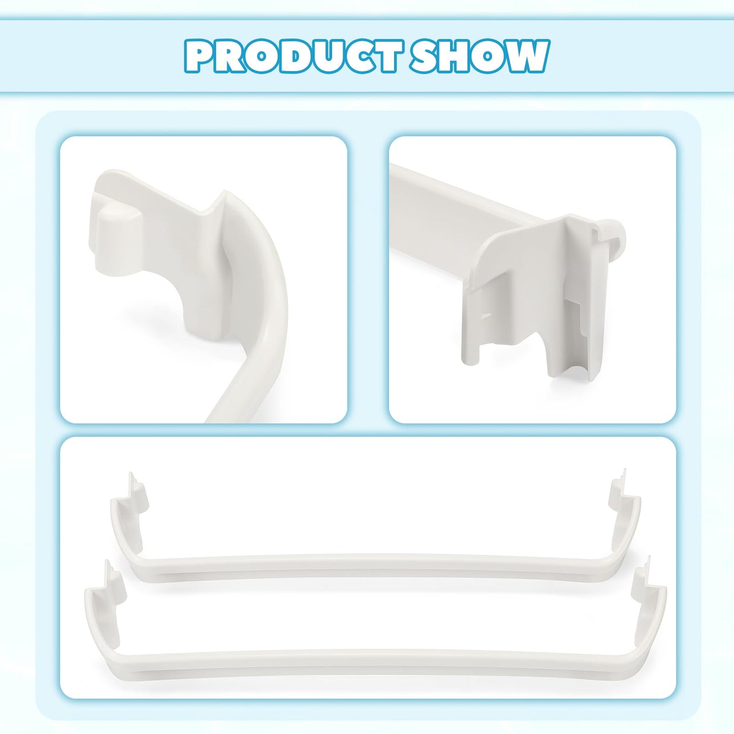 Kojem 240534701 240534901 Replacement Refrigerator Door Shelf Rail Compatible with Frigidaire Kenmore Refrigerator Rack Bar White (1X 240534701, 1X 240534901)