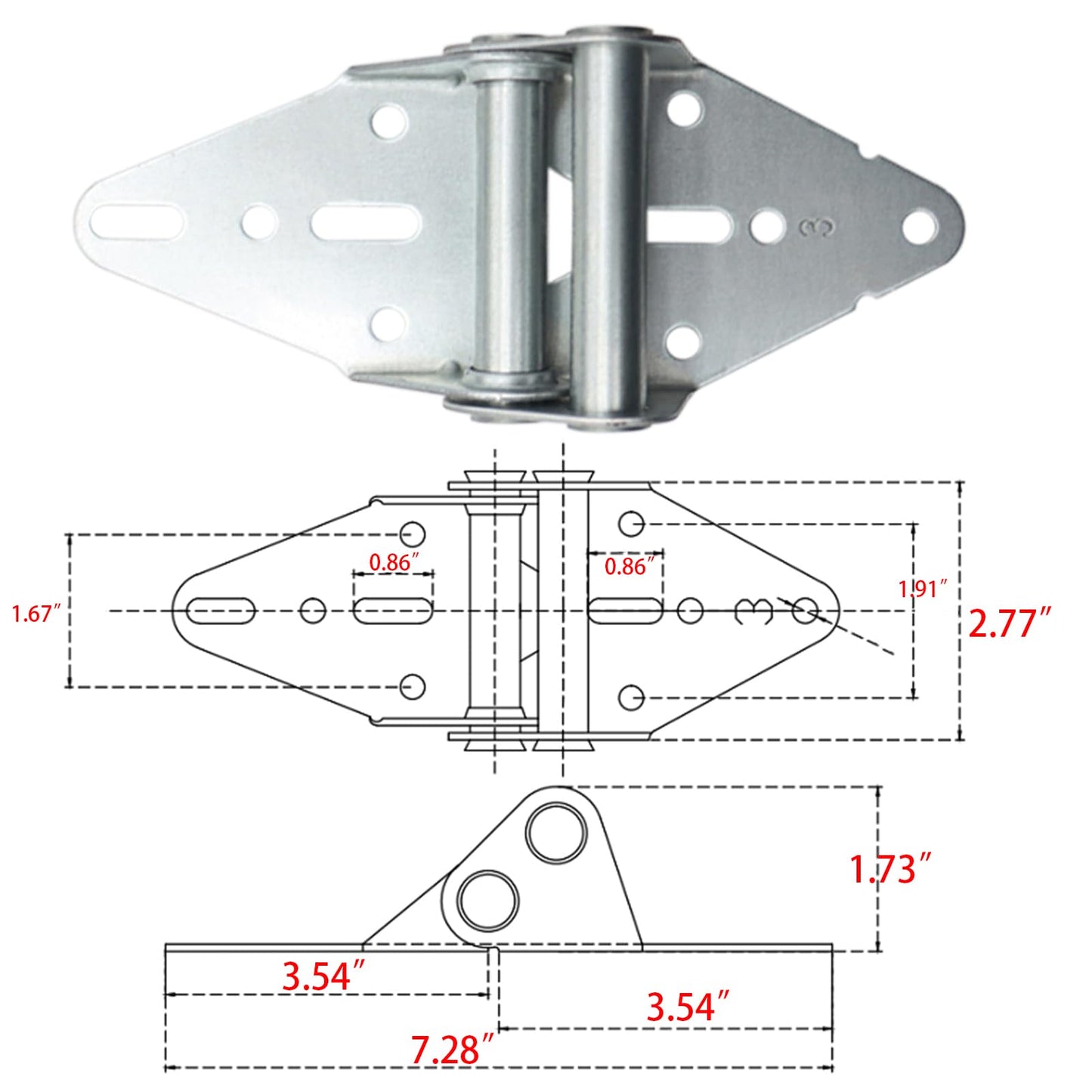 2 Packs Garage Door Hinges #3 with Galvanized Finish - Heavy Duty 14 Gauge Steel, Suitable for Residential/Light Commercial Garage Door Replacement