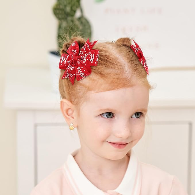 choicbaby 20PCS Christmas Hair Bows Toddler Hair Bow Clips 3＂Grosgrain Ribbon Girls Baby Bow Clips Christmas Hair Accessories for Toddler Girls Baby