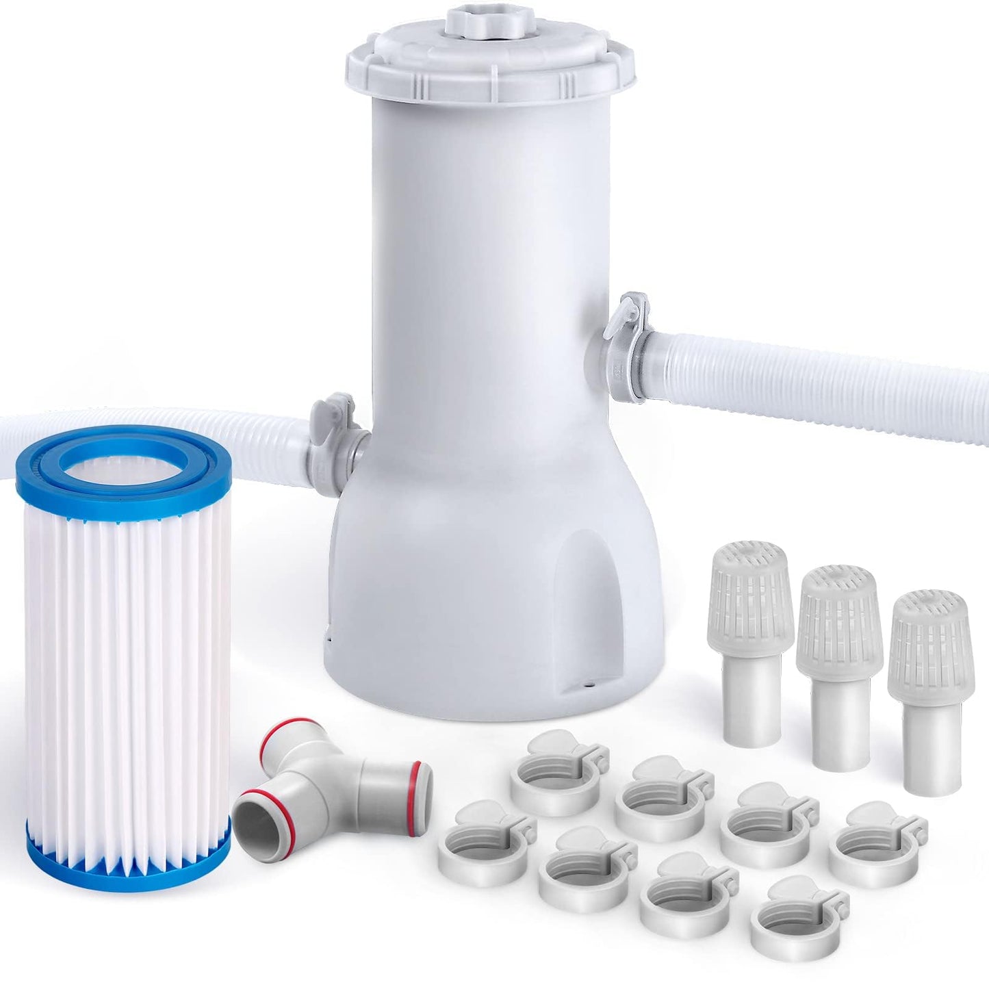 1000 Gallons Pool Filter Pump Above Ground, Swimming Pool Filter Cartridge Pump, Electric Pool Filters Pumps for Pools Sand Cleaning Tool Set, 1000 GPH Pools Pumps Above Ground
