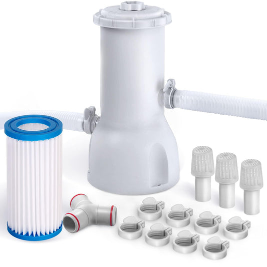 1000 Gallons Pool Filter Pump Above Ground, Swimming Pool Filter Cartridge Pump, Electric Pool Filters Pumps for Pools Sand Cleaning Tool Set, 1000 GPH Pools Pumps Above Ground