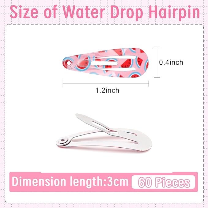 1Inch Cartoon Snap Hair Clips, 60Pcs Small Clips for Little Girls, Baby Infant 3cm Flower Print Hair Clips Barrettes for Toddlers Hair Accessories