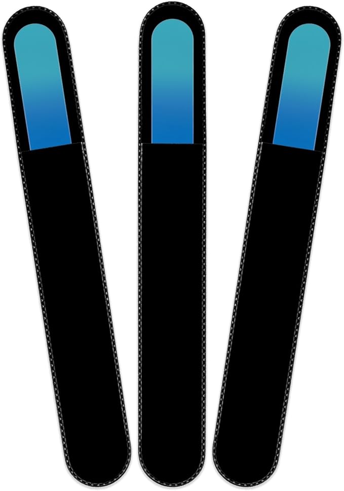 Mont Bleu Rainbow Crystal Nail File in Black Pouch - Large/Professional Size - Czech Tempered Glass - Handmade in Bohemia (Czech Republic)