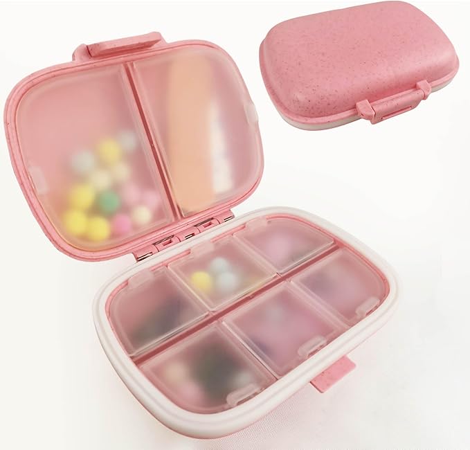 COSHAYSOO Clear MEDS Letter Patch Bag with Small Pill Case Organizer for Travel Purse Pouch, Cute Medicine Dispenser Mini Medication Box Vitamin Holder Women Teen Girls Preppy Christmas Gift (Pink)